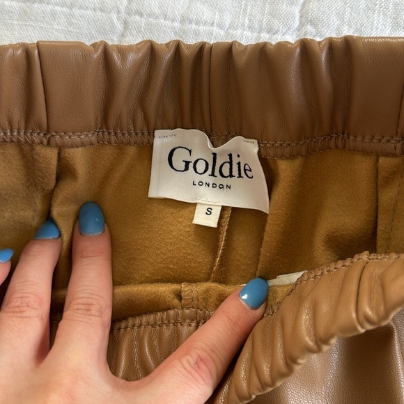 Brown Leather Leggings. Ankle slit. Never worn. - Picture 4 of 4